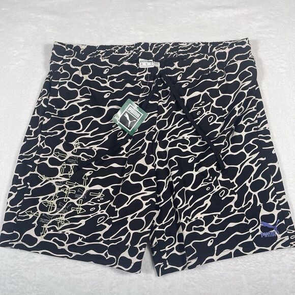 New $50 Puma Shorts Men's Black Panther All‎ Over Print Fleece Cotton Size XXL - Picture 1 of 6